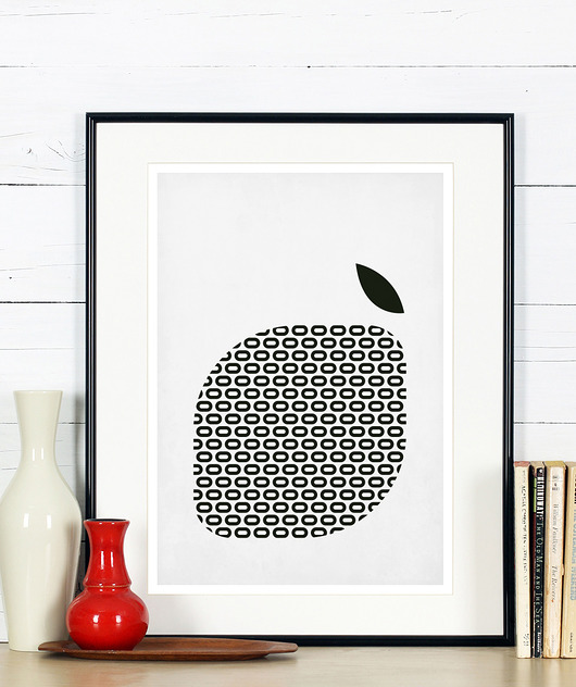 Plakat do kuchni, minimalizm, cytryna B&W, A3 Galeria EMU