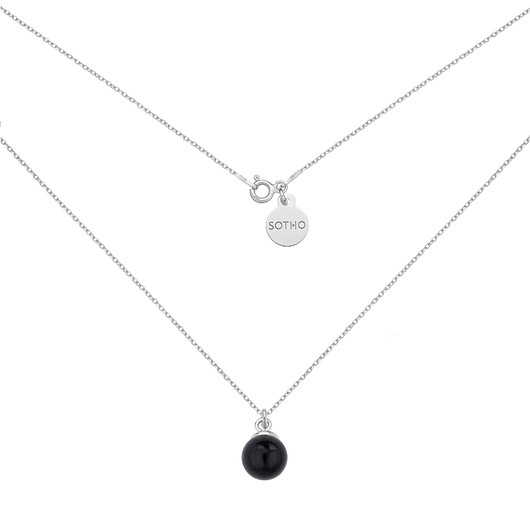 Srebrny naszyjnik z czarną perłą SWAROVSKI SOTHO