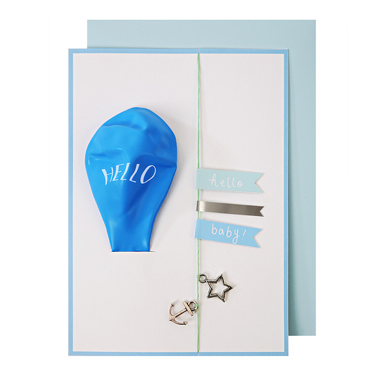 Kartka z okazji Baby Shower ' HELLO BABY' blue Funfetti Party Shop