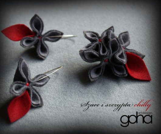 Szare i szczypta chilly -Biżuteria Autorska FlowerFelt Design