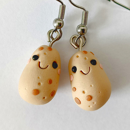 kolczyki z masy plastycznej Śmieszne kolczyki ziemniaki