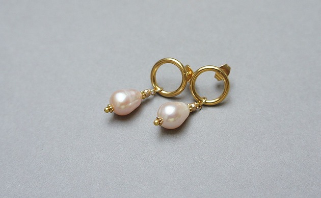 kolczyki pozłacane Kolczyki pozłacane Pearls [peach] perły vol. 26 
