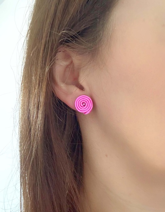 kolczyki soutache Różowe kolczyki minimalistyczne, lekkie, ręcznie robione
