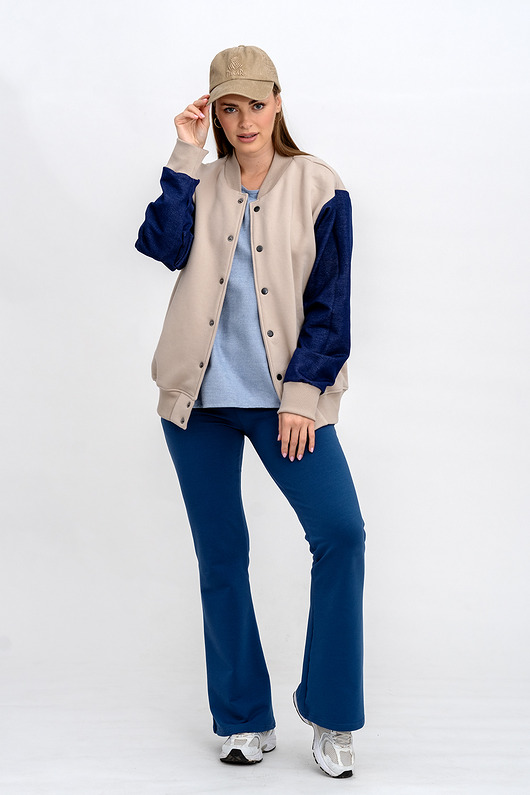 kurtki damskie Bejsbolówka  Beż/Jeans