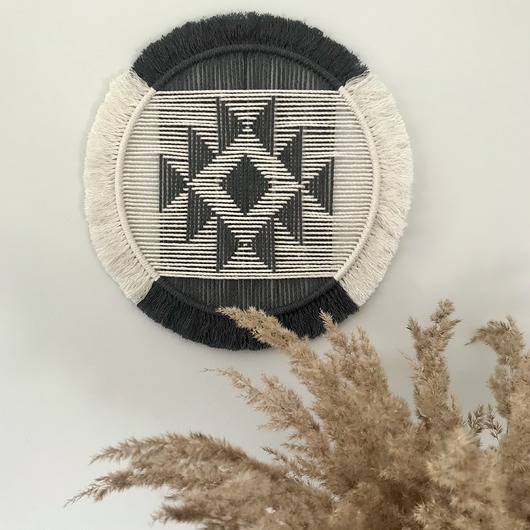 makramy Geometryczna makrama Aztec grafit