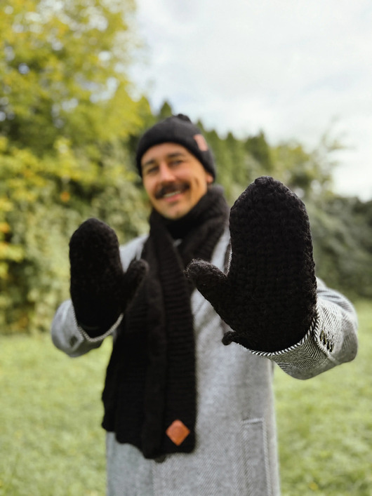 moda - inne Męskie rękawiczki MERINO Czarne