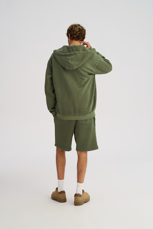 spodnie męskie Szorty męskie z efektem lekkiego sprania khaki