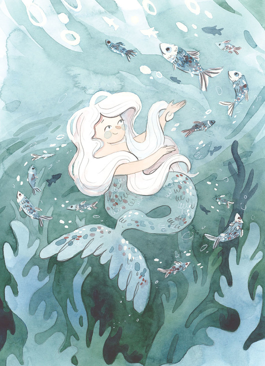 Syrenka - ilustracja oryginalna A4 Czary Malary