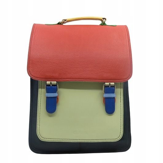 plecaki Plecak skórzany damski torebka 2w1 elegancki pojemny mieści A4 OLIVKA