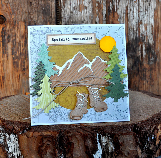 kartki scrapbooking Kartka z górami