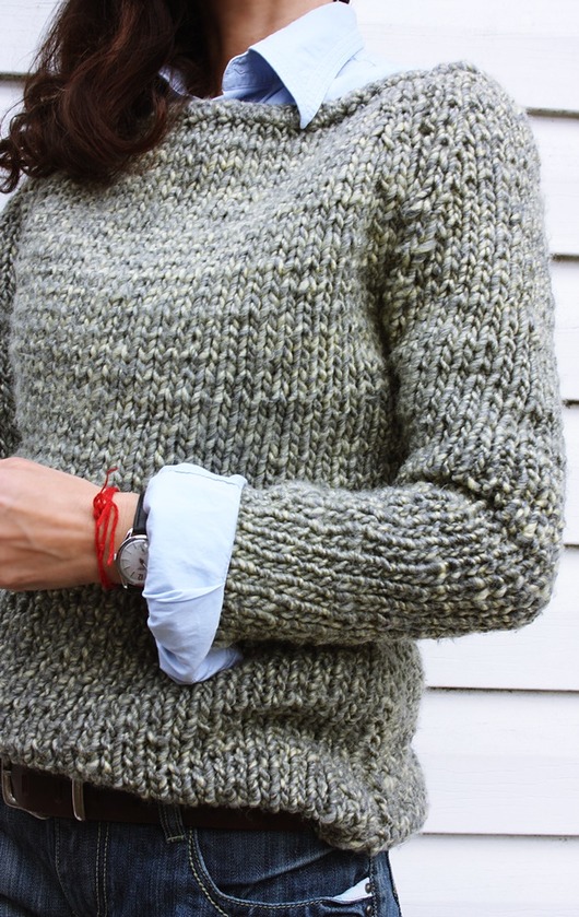 Szary sweter handmade z wełną Mademoiselle Patrini