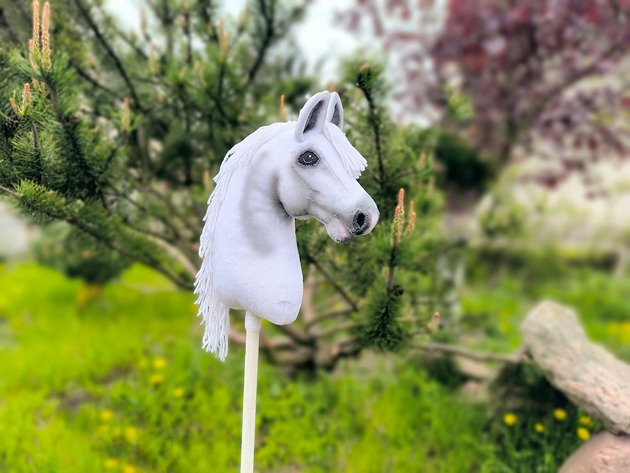 zabawki - inne Hobby horse A3 siwy biały koń na kiju