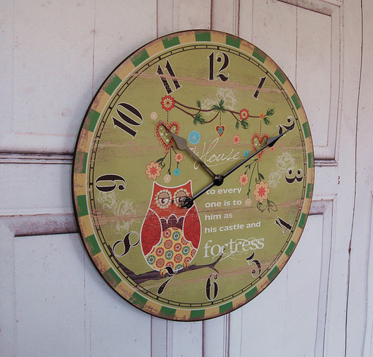 zegar ścienny z sową Shabby Chic XXL 60cm LaProvence