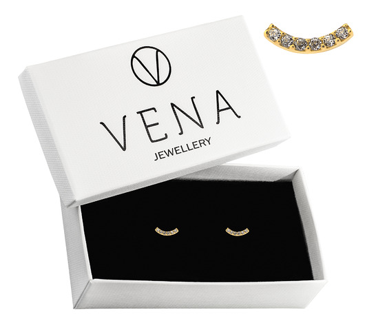 Złote kolczyki łuki z cyrkoniami VENA Jewellery