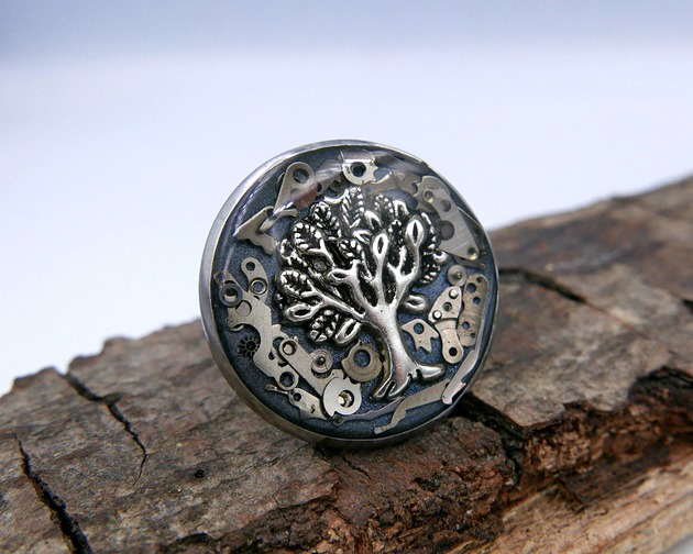 pierścionek z żywicy Pierścionek Silver Tree of Life 1