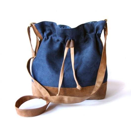 torebka midi h30- navy blue&nut&dots -   elfagado