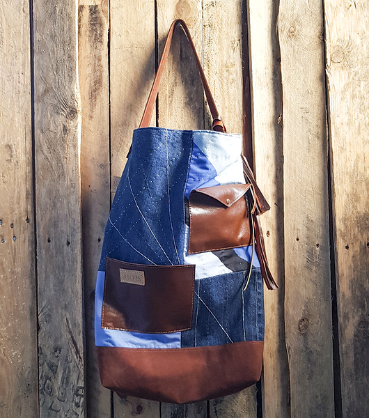 torby XXL Torba shopper patchwork denim