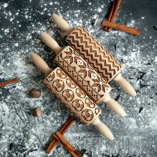 zestaw 3 wałków, dowolne wzory Rolling Pin Collection