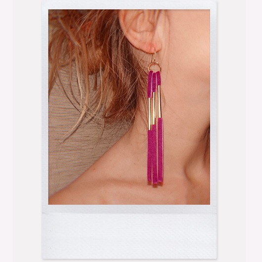 kolczyki - inne Fuksja . zamsz