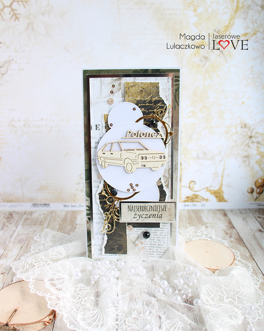 kartki scrapbooking Męska kartka urodzinowa z polonezem GOTOWA