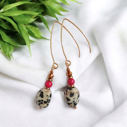 kolczyki z kamieniami Kolczyki : INDIA : jaspis, koral : bigle rybki
