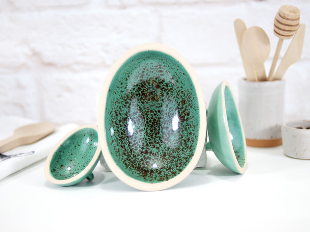 miski i misy Zestaw 3 ceramicznych miseczek do serwowania - jajek, sosów, przypraw