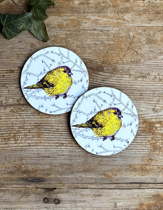 podkładki do kuchni Podkładki pod kubek- Czyżyk- Ptaki- Ilustracja