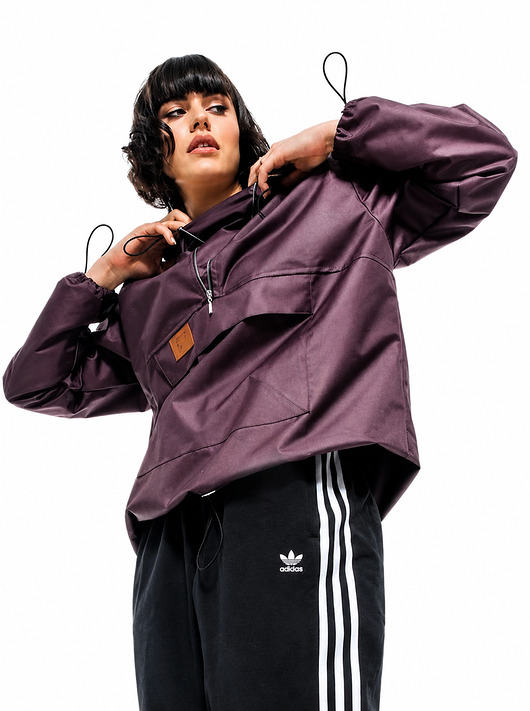 kurtki damskie Kurtka wiatrówka typu anorak burgundowa