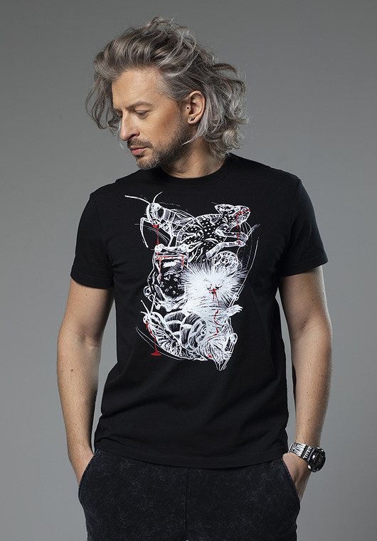 t-shirty męskie T-shirt męski zwierzątka czarny