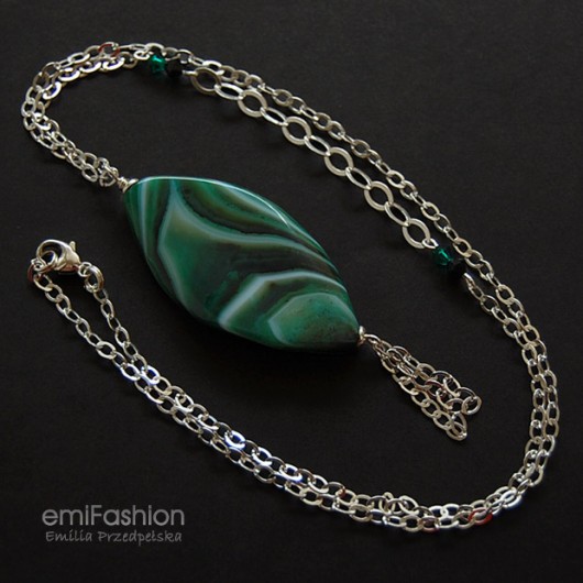 Agat zielony i kryształy Swarovski MAREMI Jewelry