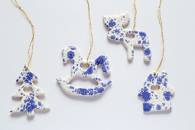 ozdoby choinkowe Zestaw zawieszek ceramicznych ozdobnie zapakowany