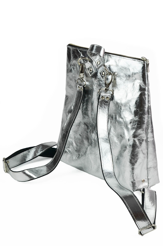 Plecak z papieru[srebrny połysk]silver BACKPACK RYCZKA studio kreatywne