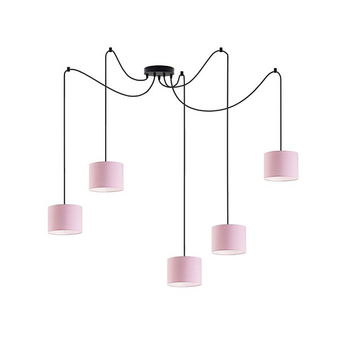 lampy do pokoju dziecka Różowa 5-płomienna lampa wisząca dla dzieci typu pająk WAIKIKI W5 KIDS
