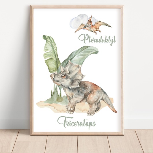 obrazy i plakaty do pokoju dziecięcego Dinozaur Triceratops - Plakat do Pokoju Dziecka