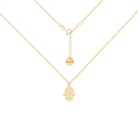 chokery Pozłacany choker pancerka z ażurową ręką Fatimy