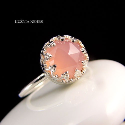 Pierścień Lea - Rose Quartz - Chalcedon Kuźnia Nehesi