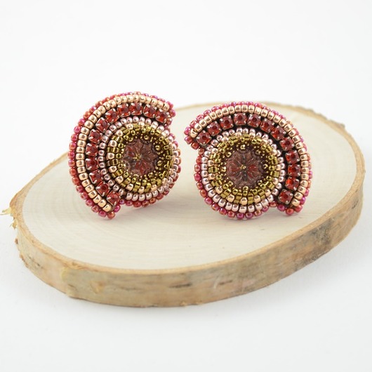 kolczyki swarovski Kolczyki Swarovski Wachlarze red&gold