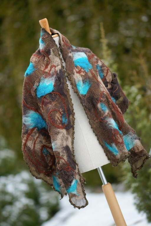Szal filcowy BOHO Turquise HERBE DESIGN