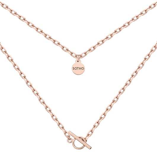 złote naszyjniki Masywny łańcuszek z różowego złota z ozdobnym zapięciem