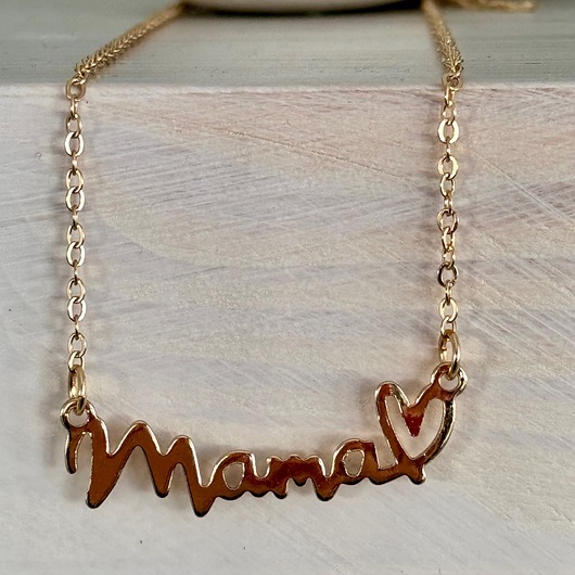 złote naszyjniki Naszyjnik pozłacany z napisem mama