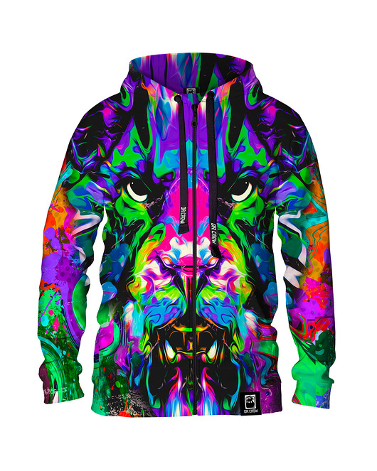 bluzy męskie Męska Bluza Expres Zamek DR.CROW Lew Tiger
