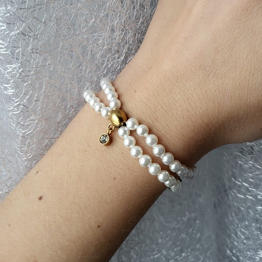 bransoletki z kamieni naturalnych Bransoletka podwójna perełki Luxe Me