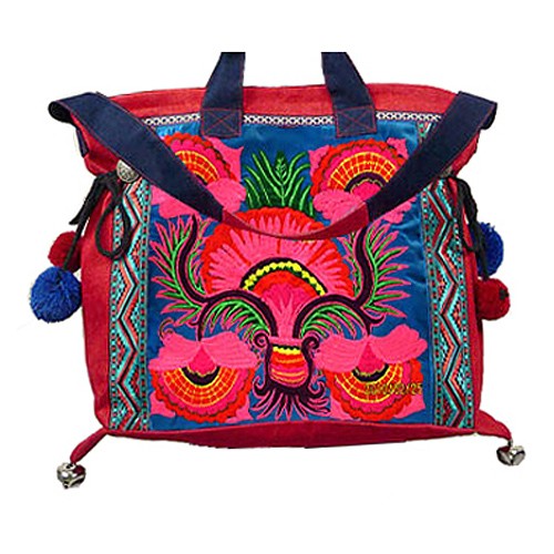 Haftowana torba boho Shiny Red Bright Boho old