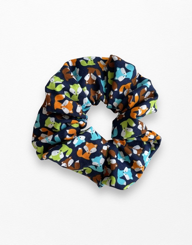 gumki do włosów Gumka frotka scrunchie lisy liski granatowa