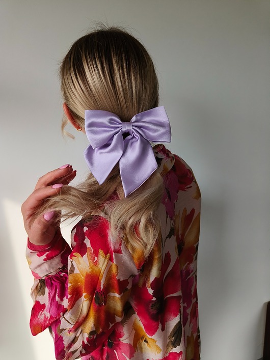 spinki i klamry do włosów Kokarda spinka klamra jedwabna sweet lavender 100% jedwabna 22 momme