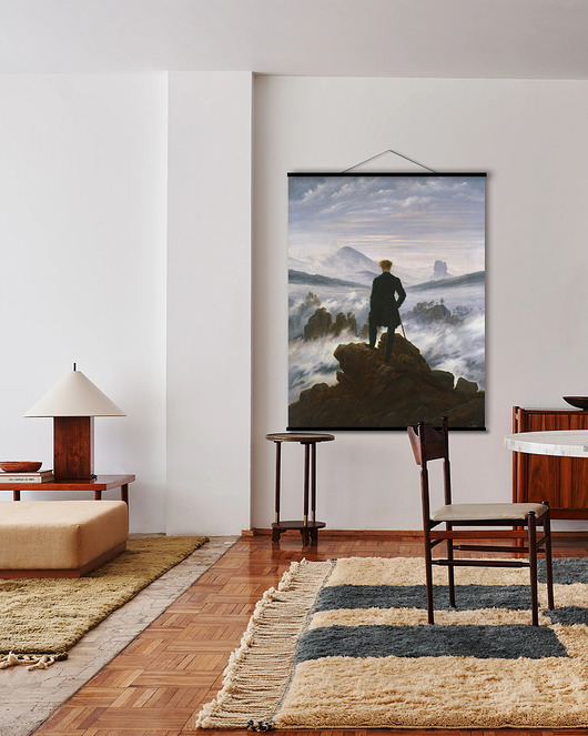 grafiki i ilustracje Duży obraz na płótnie - Wędrowiec nad morzem mgły - Caspar David Friedrich