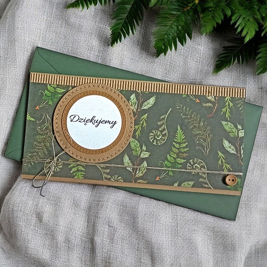 kartki scrapbooking Podziękowanie : dziękujemy : kartka-kopertówka : las