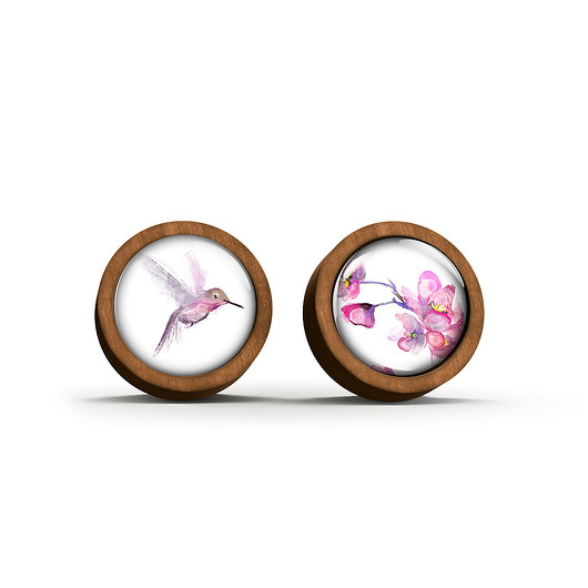 kolczyki drewniane Kolczyki drewniane - Koliber - sztyfty