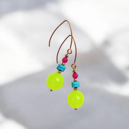 kolczyki z kamieniami Kolczyki : FLUO summer collection :: duże kule