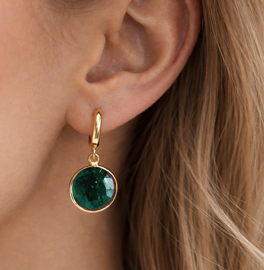 kolczyki z kamieniami Zielone kolczyki NEFRYT srebro pozłacane